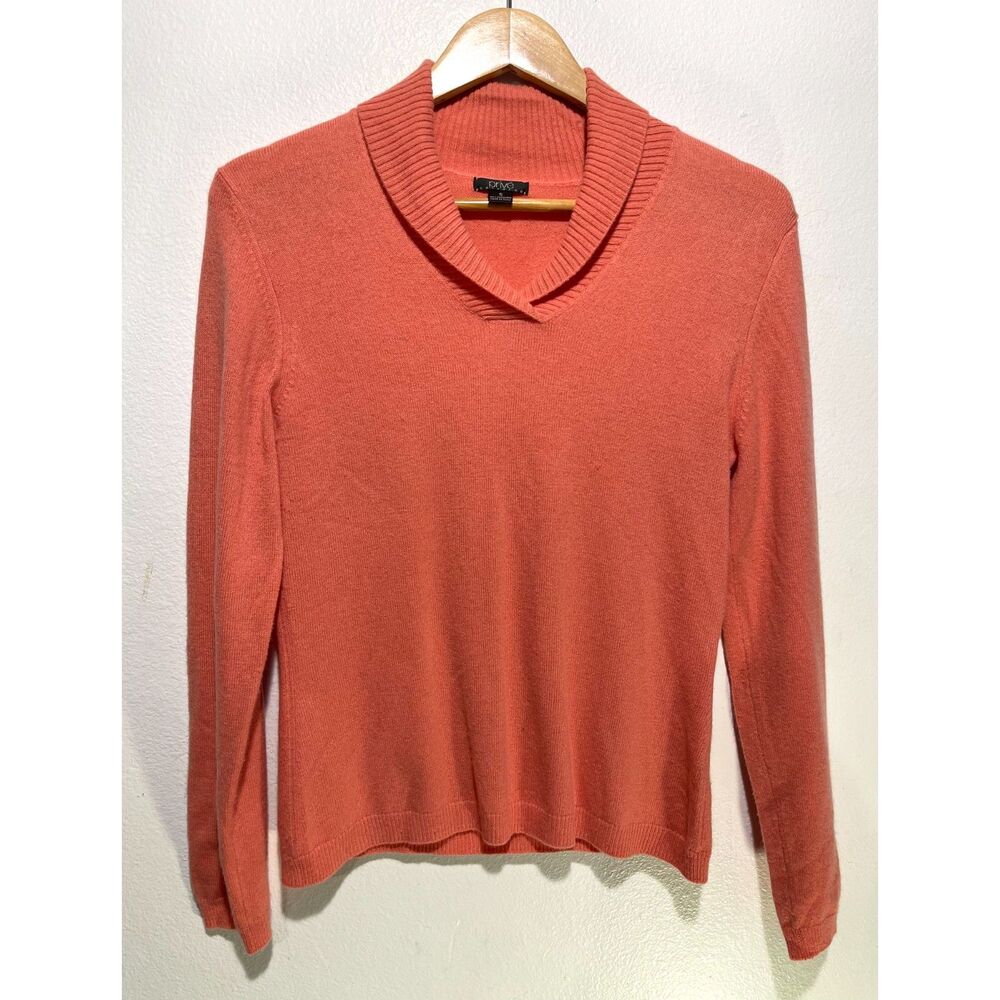 Prive cashmere sweater classic Shawl collar preppy orange casual women S